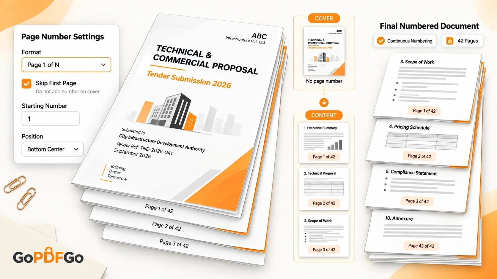 How to Add "Page 1 of N" Numbers to a PDF and Skip the Cover Page